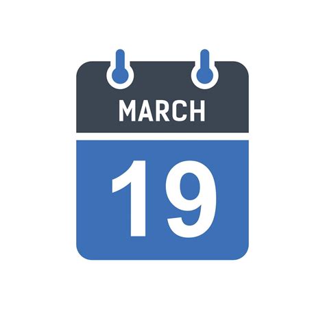 March 19 Calendar Date Icon 5261301 Vector Art at Vecteezy