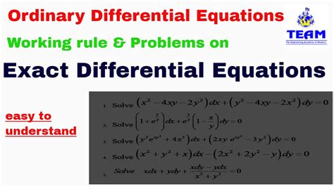 Exact Differential Equations Problems/Examples/ Solutions - YouTube