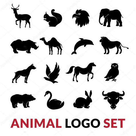 Animais selvagens preto logotipo ícones conjunto imagem vetorial de © macrovector #113865794