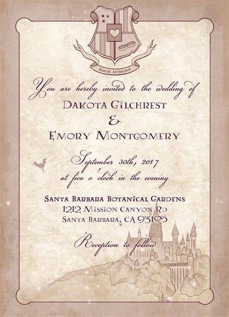 Harry Potter Wedding Invitation Set // Geeky Custom Wedding // Hogwarts Ca… | Digital wedding ...