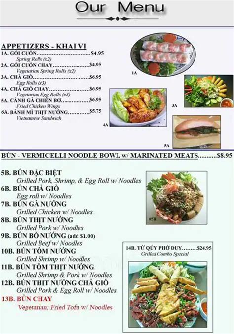 Menu at Pho Duy Denver restaurant, Denver, 925 S Federal Blvd