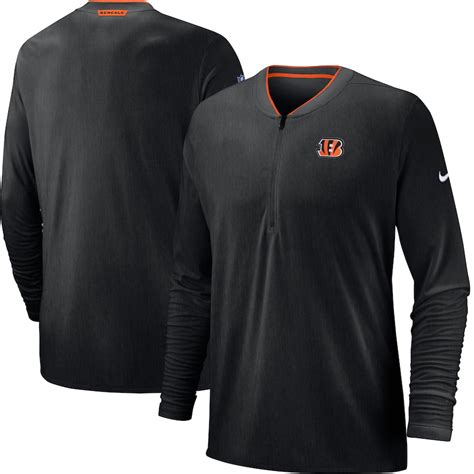 Men's Nike Black Cincinnati Bengals Sideline Coaches Half-Zip Pullover ...