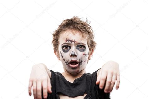 Screaming walking dead zombie child boy halloween horror costume — Stock Photo © ia__64 #85990720