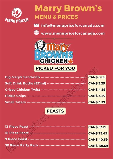 Mary Browns Menu Prices Canada 100% Accurate - 2024