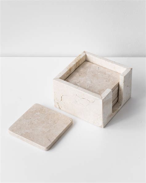 SQUARE MARBLE COASTERS - CREAM – Boheme Home