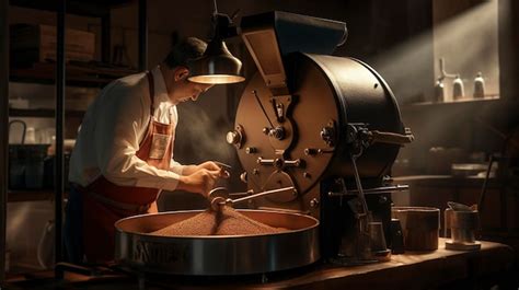 Premium AI Image | A photo of a coffee roaster adjusting the roast