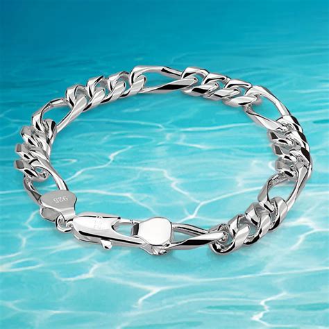 Men silver bracelets real silver bracelet 925 sterling silver jewelry bracelet men thick genuine ...