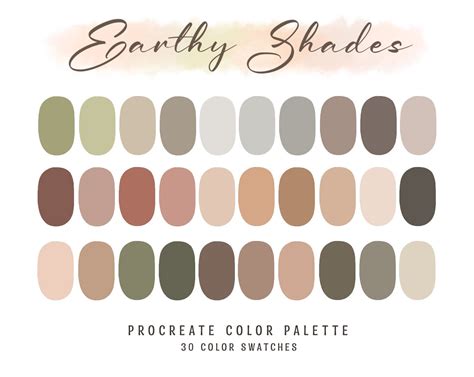 Earthy Shades Procreate Color Palette Procreate Swatches - Etsy Australia