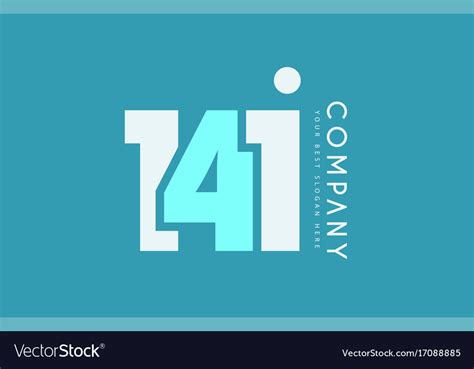 Number 141 blue white cyan logo icon design Vector Image