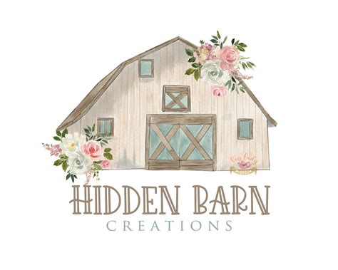 Barn Logo Farmhouse Logo Design Pastel Watercolor Flowers | Etsy