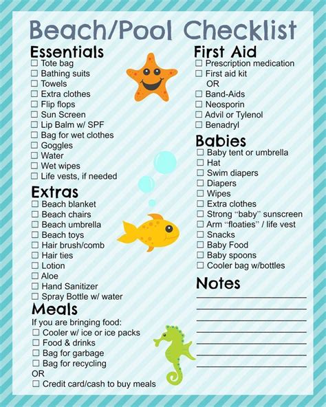 Printable Beach Checklist - In The Playroom | Family beach trip, Beach ...