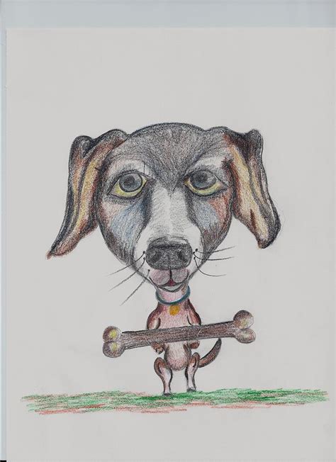 Dog with Bone Drawing by Jo Anne Kikel