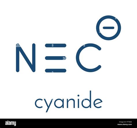 Cyanide anion, chemical structure. Cyanides are toxic, due to inhibition of the enzyme ...