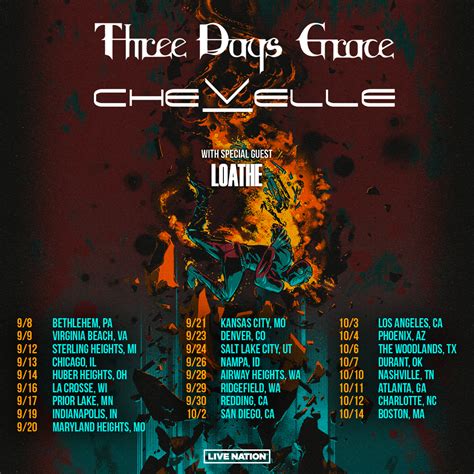 USA CO-HEADLINE TOUR WITH CHEVELLE | SEP/OCT 2023 – Three Days Grace