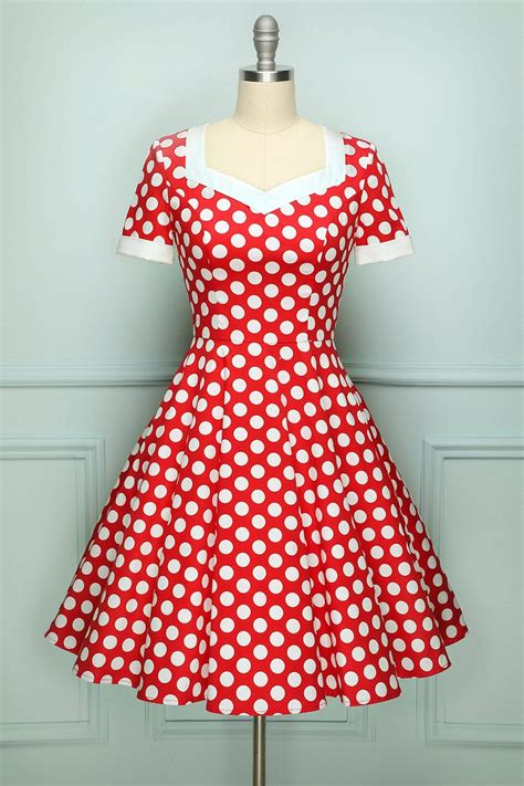 Rockabilly Dress | Red polka dot dress, White vintage dress, Vintage ...