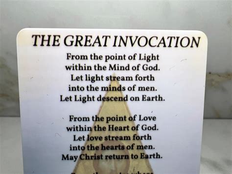 The Great Invocation Prayer Card by Alice Bailey