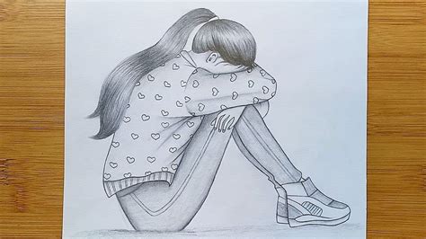 Hipster Drawings, Sad Drawings, Girl Drawing Sketches, Girl Sketch ...