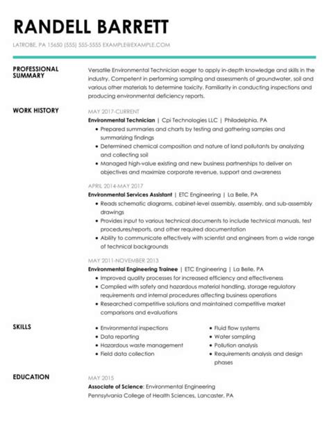 Professional Environmental Resume Examples