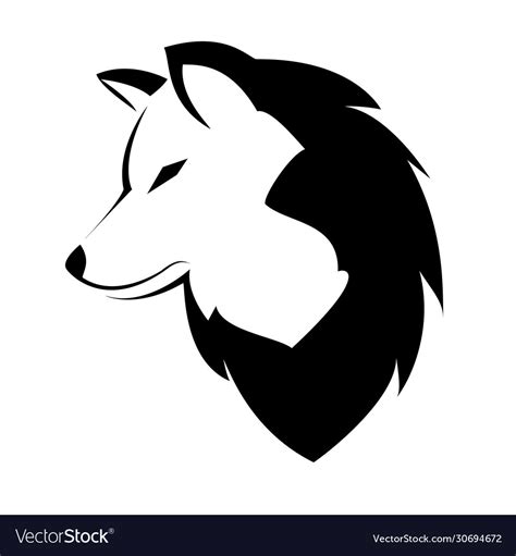 Black white wolf logo design Royalty Free Vector Image