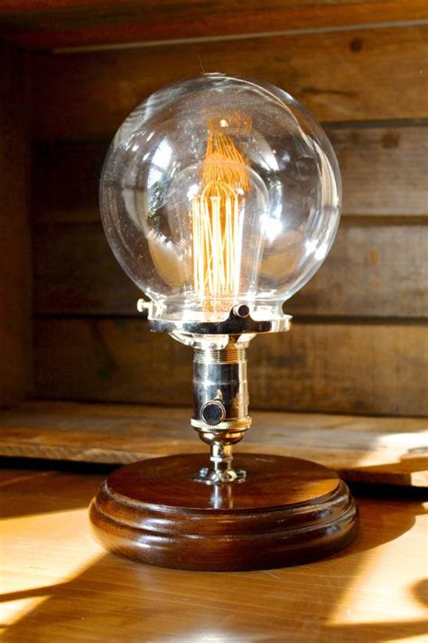 Glass Globe Edison Bulb Table Lamp Industrial Lighting | Etsy in 2021 | Edison bulb table lamp ...