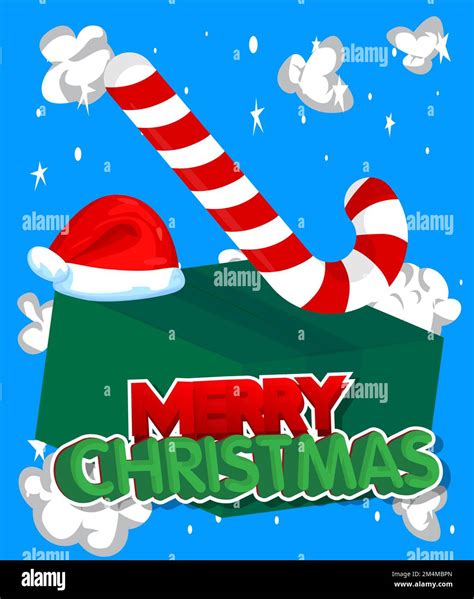 Merry Christmas word with cardboard box. Vector cartoon folded card box illustration Stock ...