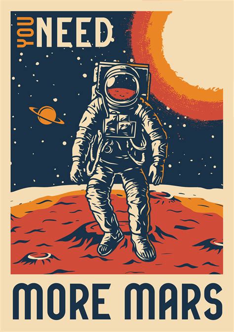 You Need More Mars - Motivational Space Poster | Retro poster, Posters vintage, Espaço vintage