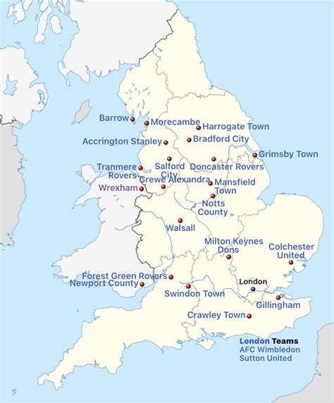 Map of the confirmed League Two teams for next season that Wrexham could face with Carlisle ...