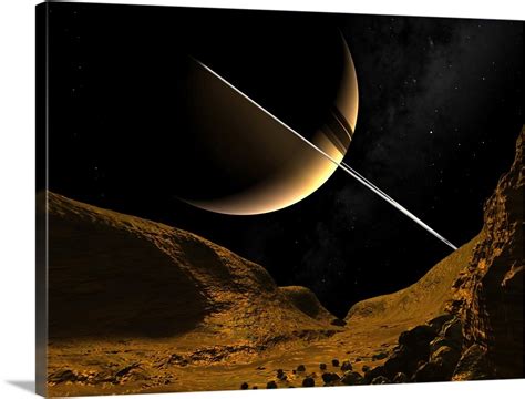 Illustration of Saturn from the icy surface of Enceladus Wall Art, Canvas Prints, Framed Prints ...