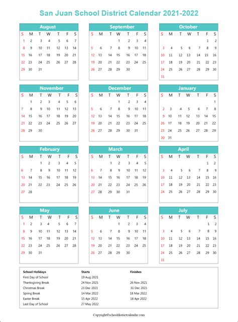 San Juan Unified School District Calendar Holidays 2021-2022