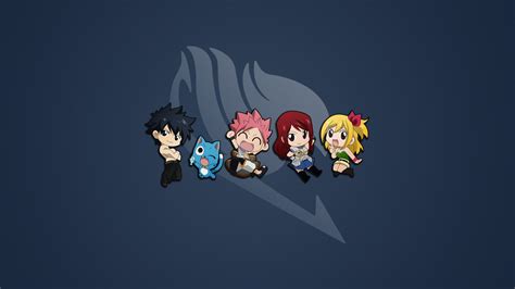 minimalism, Anime, Chibi, Fairy Tail, Heartfilia Lucy, Scarlet Erza, Dragneel Natsu, Fullbuster ...