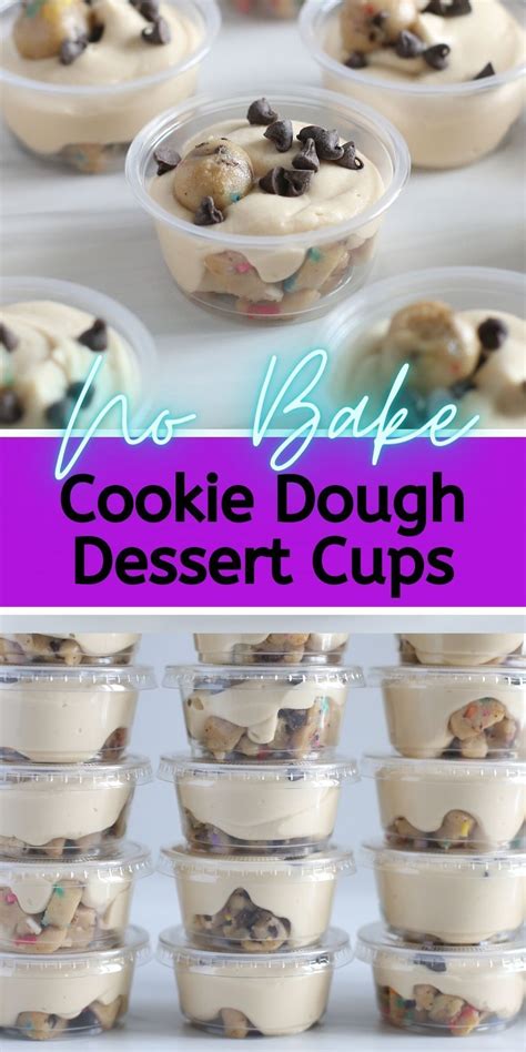 no bake cookie dough dessert cups with text overlay