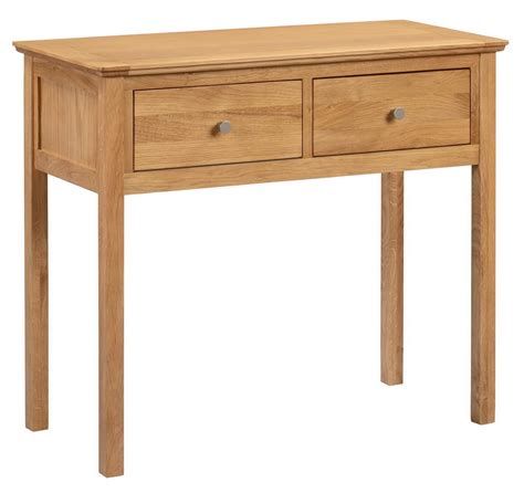 Buy Hallowood Furniture Hereford Oak Large Dressing Table – Console Table with 2 Drawers in ...