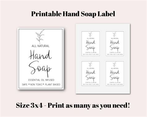 Printable Hand Soap Label Hand Soap Label Hand Soap Bottle | Etsy