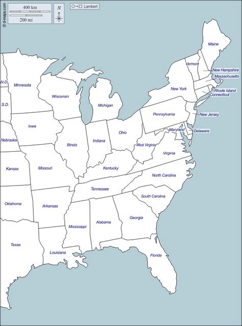 East coast of the United States free map, free blank map, free outline map, free base map ...