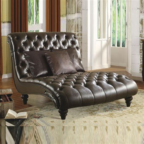 Living Room> Leather double chaise 1 of 2 | Upholstered chaise lounge ...