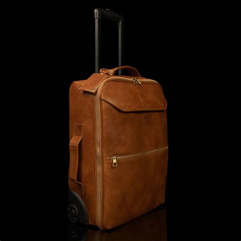 Leather Carry On Luggage with Wheels for Men | Small Rolling Suitcase ...