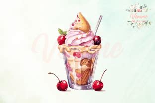 Ice Cream Sundae Watercolor Clipart Graphic by Venime · Creative Fabrica