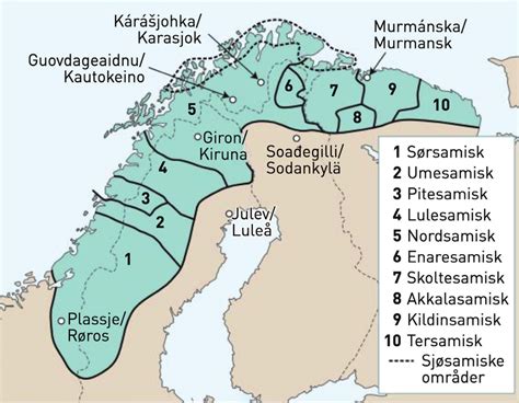 2: 'The area of different Sámi languages' (Blichfeldt et al., 2020, p ...