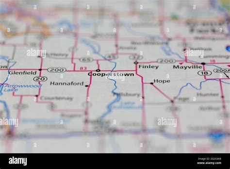 Cooperstown North Dakota USA shown of a Road map or Geography map Stock ...