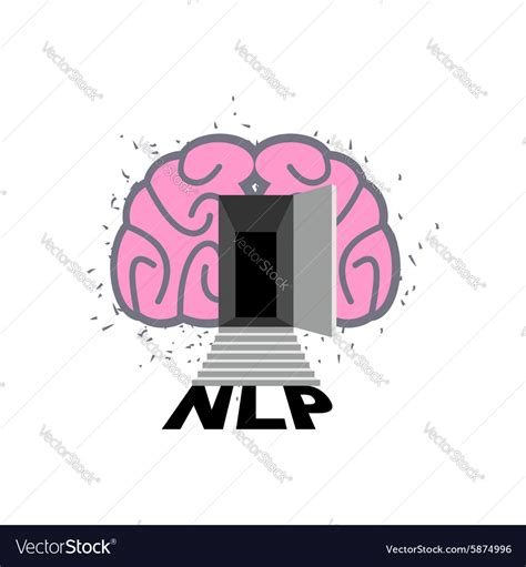 Nlp logo brain with door open log into my Vector Image