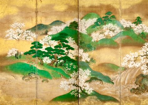 Detail. One of a pair of Japanese Folding Screens with Design of Mt ...