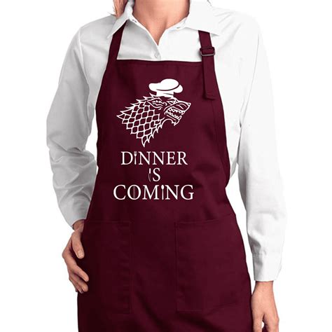 Dinner Is Coming Funny GoT Dire Wolf Kitchen Cooking Apron with Pockets Kitchen Cooking Apron ...