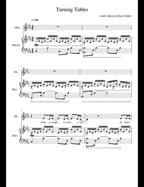 Adele Turning Tables sheet music for Piano, Oboe download free in PDF or MIDI