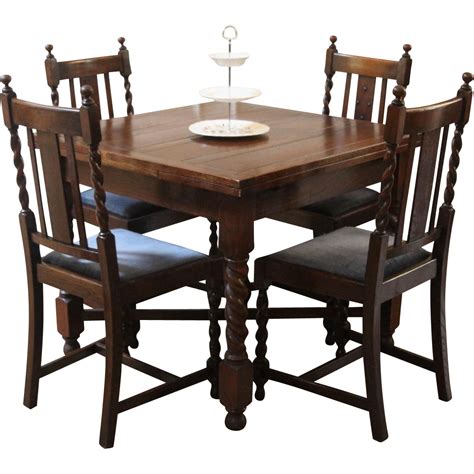 Antique English Draw Leaf Pub Dining Table and Chairs. Barley Twist, Dark Oak. | Dining table ...