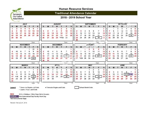 2018 - 2019 District Calendar | Sacramento City Unified School District ...