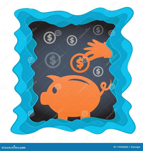 Piggy Bank Abstract Illustration with Paper Cut Shapes Stock Vector ...