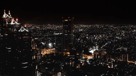 Download wallpaper 1920x1080 night city, view from above, city lights ...