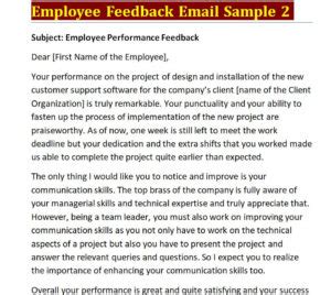 Employee Feedback Email Samples [in WORD & PDF] - Day To Day Email