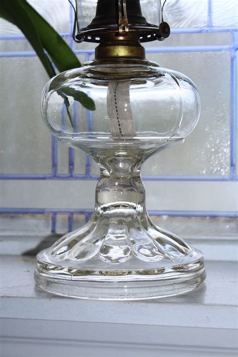 Antique Glass Oil Lamp with Chimney