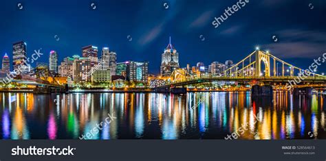 Pittsburgh Downtown Skyline Panorama By Night Stock Photo 528564613 ...